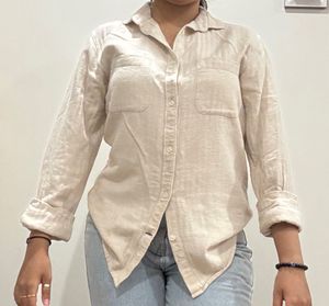 Beige Linen Blend Shirt – Size s