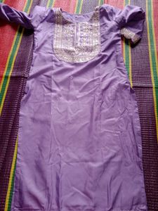 Elegant Lavender Kurta Set with Gold Embellishment