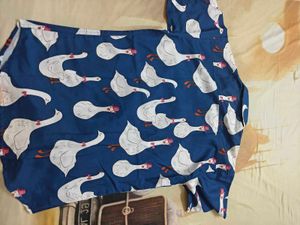 Fun Goose Print Button-Up Shirt