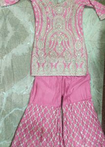 New Pink Embroidered Sharara Set