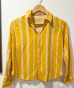 Yellow Striped Cropped Shirt