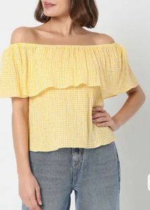 Yellow Off-Shoulder Ruffle Top