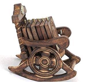Unique Wooden Coaster Set with Holder