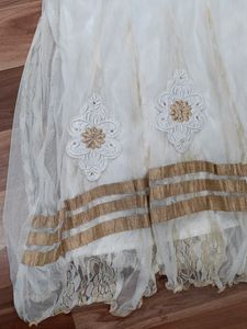 Pearl White Long Net Frock