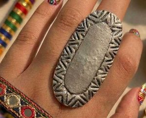 Statement Silver Tone Oval Ring