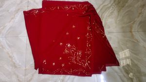 Red &amp; Gold Embroidered Sari