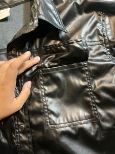 Black Leather Shirt-Style jacket