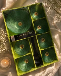 Elegant Green Serving Bowls with Spoons Set