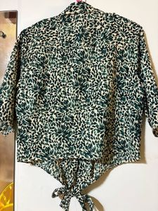 Chic Printed Tie-Front Blouse