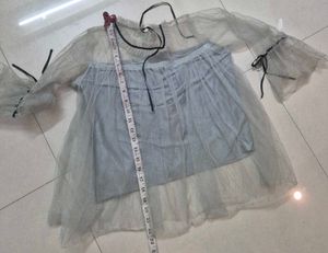 Sheer Tulle Kurta with Detailing