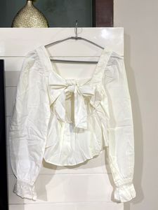 Chic White Square Neck Peplum Top