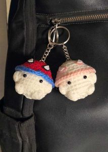Cute Crocheted Mushroom Keychains (Set of 2)