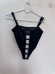 Black Velvet Cut-out Bodysuit