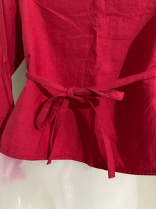 Red V-neck Tops