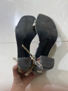 Chic Snake Print Block Heel Sandals