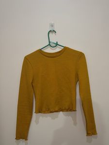 ONLY Mustard Yellow Cropped Long Sleeve Top