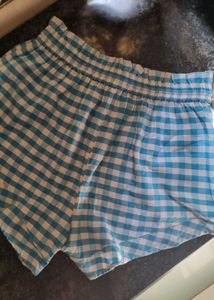 Blue Gingham Checkered Shorts