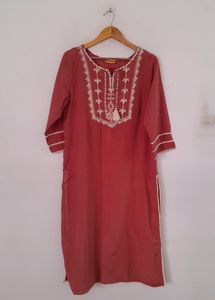 Dark Mauve Embroidered Kurta (Women's)