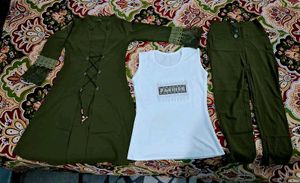 3 piece olive dress