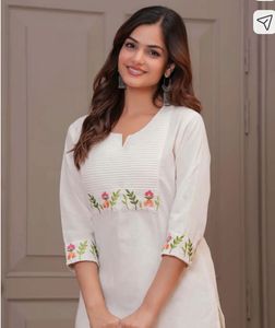 White Kurta with Floral Embroidery