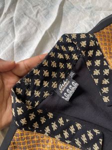 Elegant Black Kurta with Gold and Green Embellishm