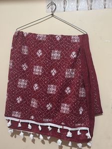 Maroon Printed Dupatta with Tassels