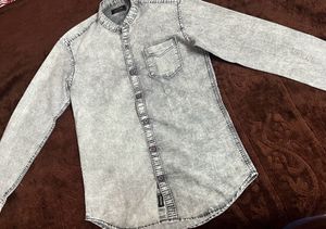 Men Chinese Color Charcoal Dual Shade Shirt