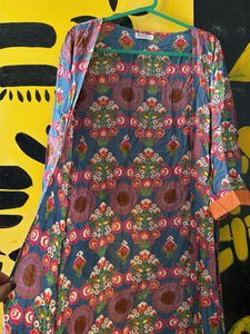 Blue Floral Print Kurta jacket