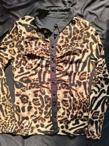 Vintage Animal Print Shirt Typ Top