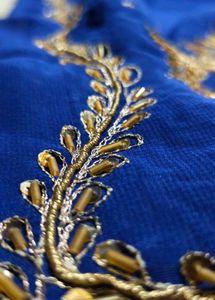 Zardozi 💯 Royal Blue Saree with Gold Embroidery