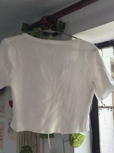 White Lace-Up Crop Top