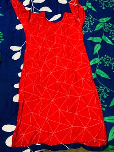 Red Geometric Print Kurta