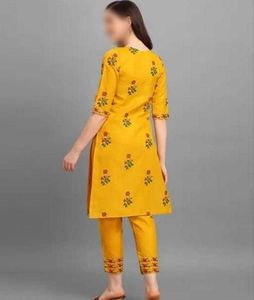 Yellow Kurta Set with Floral Embroidery