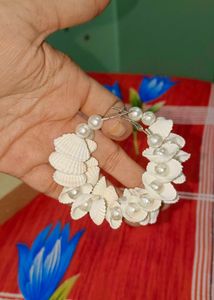 Boho Seashell &amp; Pearl Hoop Earrings