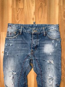 Japanese Brand Distressed Paint Splatter Jeans