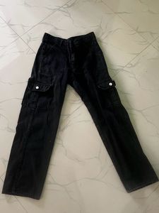 Black Cargo Denim Jeans