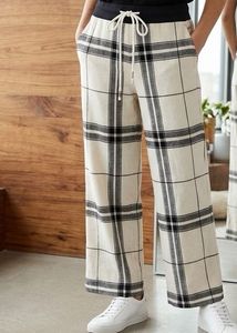 Checked Lounge Pants with Drawstring