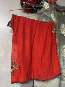 Red Embellished Kurta and salwar