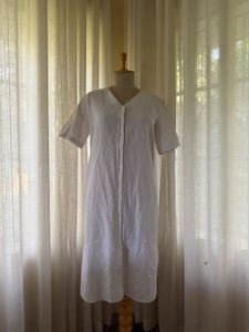 Effortless Linen Blend Button-Up Dress