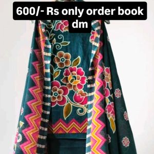 Navy Blue colour printed suit with dupatta