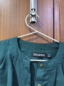 Elegant Teal Green Ruffled Blouse