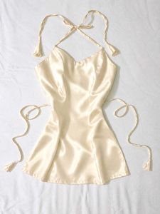 Satin Halter kurti cream shade