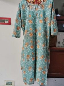 98.Teal Floral Print Kurta