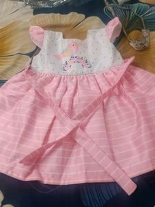 Cute Pink Baby Dress with Bird Print