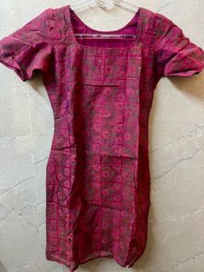 Elegant Chanderi Silk Purple Floral Kurta