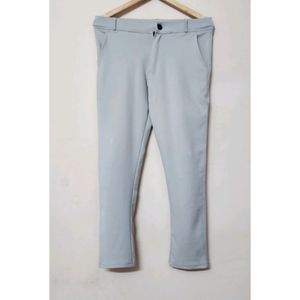 Men's Light Grey Cotton lycra Formal Pant