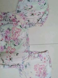 Floral Puff Sleeve Square Neck Dress