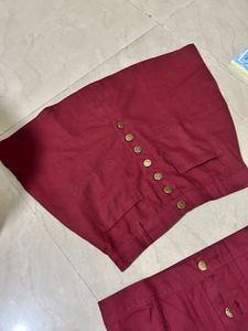 Bramd new Maroon Denim Jacket and Skirt