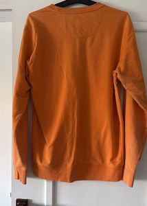 Orange Knit Sweater with Pocket Detail