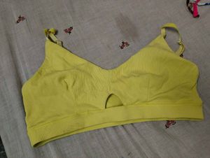 Comfortable Ribbed Yellow Sports Bra